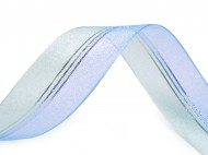 Organzová stuha s lurexem šíře 40 mm 1 modrá světlá tyrkys, 1 m - zvětšit obrázek
