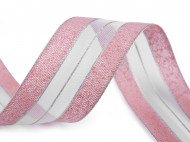 Stuha s lurexem šíře 40 mm 1 pudrová stříbrná, 1 m - zvětšit obrázek