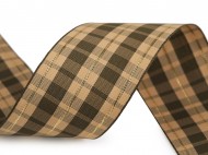 Károvaná stuha šíře 40 mm 2 béžová lurex, 1 m - zvětšit obrázek