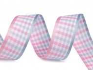 Károvaná stuha šíře 25 mm 1 růžová sv., 3 m - zvětšit obrázek