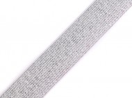 Pruženka s lurexem šíře 30 mm 1 bílá stříbrná, 1 m - zvětšit obrázek