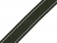 Popruh šíře 25 mm s reflexním prošitím zelená khaki, 1 m - zvětšit obrázek