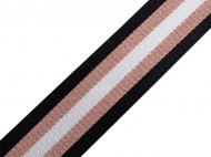 Hladký oboustranný popruh s lurexem šíře 50 mm 5 černá měděná, 1 m - zvětšit obrázek