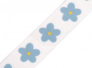 Hladký oboustranný popruh šíře 38 mm 1 Off White modrá světlá, 1 m - zvětšit obrázek