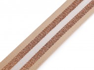 Hladký oboustranný popruh s lurexem šíře 50 mm 2 béžová světlá měděná, 1 m - zvětšit obrázek