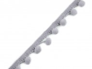 Prýmek šíře 20 mm s bambulkami 10 mm 14 šedá, 13.5 m - zvětšit obrázek