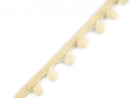 Prýmek šíře 30 mm s bambulkami 13 mm 6 vanilková, 18 m - zvětšit obrázek