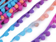 Prýmek šíře 30 mm s bambulkami ombré 13 mm - zvětšit obrázek