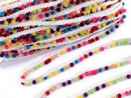 Polyesterový prýmek / paspulka se sametovými perlami šíře 12 mm 1 multikolor, 1 m - zvětšit obrázek