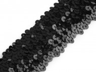 Flitrový prýmek šíře 45 mm elastický 5 černá, 1 m - zvětšit obrázek