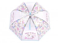 Dívčí průhledný vystřelovací deštník jednorožec 4 modrá pomněnková, 1 ks - zvětšit obrázek