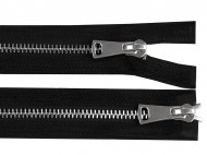 Zip kovov 5 mm dliteln 2 jezdce / dvoucestn 50 cm ern stbrn, 1 ks - zvtit obrzek