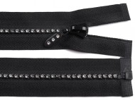Kostěný zip No 4 délka 50 cm se štrasovými kamínky 332 černá, 1 ks - zvětšit obrázek