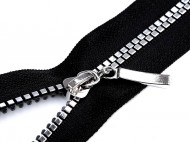 Kostěný zip No 5 délka 50 cm čtvercové zuby 1 (322) černá stříbrná, 1 ks - zvětšit obrázek