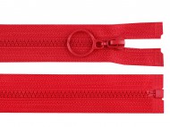 Kostěný zip No 3 délka 60 cm s kroužkem 148 červená, 1 ks - zvětšit obrázek