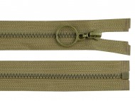 Kostěný zip No 3 délka 60 cm s kroužkem 263 zelená khaki, 1 ks - zvětšit obrázek