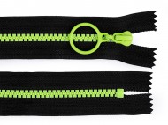 Kostěný zip barevný No 5 délka 15 cm s ozdobným jezdcem 15 černá zelená, 1 ks - zvětšit obrázek