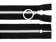 Kostěný zip barevný No 5 délka 15 cm s ozdobným jezdcem 14 (322) černá bílá, 1 ks - zvětšit obrázek