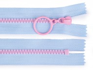 Kostěný zip barevný No 5 délka 15 cm s ozdobným jezdcem 8 (185) modrá světlá růžová světlá, 1 ks - zvětšit obrázek