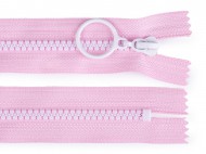 Kostěný zip barevný No 5 délka 15 cm s ozdobným jezdcem 4 (133) růžová sv. bílá, 1 ks - zvětšit obrázek
