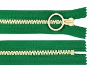 Kostěný zip barevný No 5 délka 15 cm s ozdobným jezdcem 11 (243) zelená béžová světlá, 1 ks - zvětšit obrázek