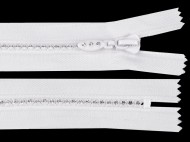 Kostěný zip No 4 délka 25 cm se štrasovými kamínky - zvětšit obrázek