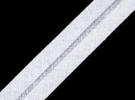 Šikmý proužek bavlněný šíře 20 mm zažehlený 2 / 1 bílá, 1 m - zvětšit obrázek