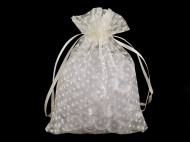 Dárkový pytlík puntíky 13x18 cm organza 4 krémová světlá, 2 ks - zvětšit obrázek