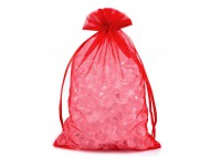 Dárkový pytlík 14x21 cm organza 5 červená, 10 ks - zvětšit obrázek