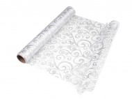 Vánoční / svatební organza s potiskem šíře 36 cm 1 bílá stříbrná, 4.5 m - zvětšit obrázek