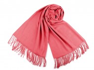 Šátek / šála typu pashmina s třásněmi 65x180 cm 3 (48) korálová, 1 ks - zvětšit obrázek