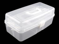 Velký plastový box / kufřík rozkládací transparent off white, 1 ks - zvětšit obrázek