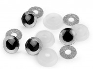 Oči glitrové s pojistkou 20 mm 1 stříbrná, 4 sada - zvětšit obrázek