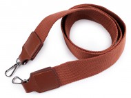 Textilní ucho / popruh na tašku s karabinami šíře 3,8 cm 2 hnědá koňak nikl, 1 ks - zvětšit obrázek