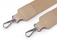 Textilní ucho / popruh na tašku s karabinami šíře 3,8 cm 3 béžová nikl, 1 ks - zvětšit obrázek