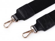 Textilní ucho / popruh na tašku s karabinami šíře 3,8 cm 4 černá zlatá, 1 ks - zvětšit obrázek