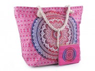 Letní / plážová taška mandala, paisley s taštičkou 39x50 cm 1 pink, 1 ks - zvětšit obrázek