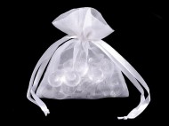 Dárkový pytlík s kovovým leskem 8x10,5 cm organza shine 1 bílá, 10 ks - zvětšit obrázek