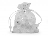 Dárkový pytlík hvězda 7x8,5 cm organza 1 (7x8,5cm) bílá stříbrná, 5 ks - zvětšit obrázek