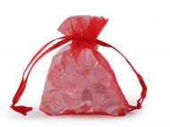 Dárkový pytlík 7x8,5 cm organza 3 červená, 100 ks - zvětšit obrázek