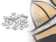 Našívací kamínky v pouzdře / kotlíku oválné 10x14 mm