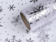 Vánoční organza / stuha šíře 20 cm vločky - zvětšit obrázek