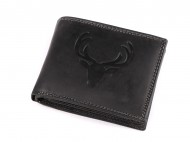 Pánská peněženka kožená pro myslivce, rybáře, motorkáře 9,5x12 cm 21 černá jelen, 1 ks - zvětšit obrázek
