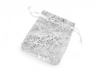 Dárkový pytlík 9x11 cm organza bílá stříbrná, 100 ks - zvětšit obrázek