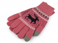 Pletené rukavice zateplené unisex, dotykové 3 růžová, 1 pár - zvětšit obrázek