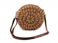 Háčkovaná kabelka z rafie - lýka se zipem crossbody 25 cm 1 hnědá přírodní, 1 ks - zvětšit obrázek