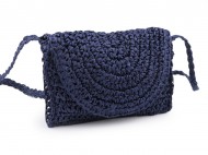 Háčkovaná kabelka z rafie - lýka crossbody 16x21 cm 3 modrá tmavá, 1 ks - zvětšit obrázek