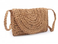 Háčkovaná kabelka z rafie - lýka crossbody 16x21 cm 2 přírodní stř., 1 ks - zvětšit obrázek