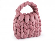 Kabelka z velvetové příze hand made 25x22 cm 3 starorůžová, 1 ks - zvětšit obrázek