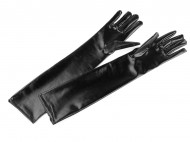 Dlouhé společenské rukavice imitace latexu černá, 1 pár - zvětšit obrázek